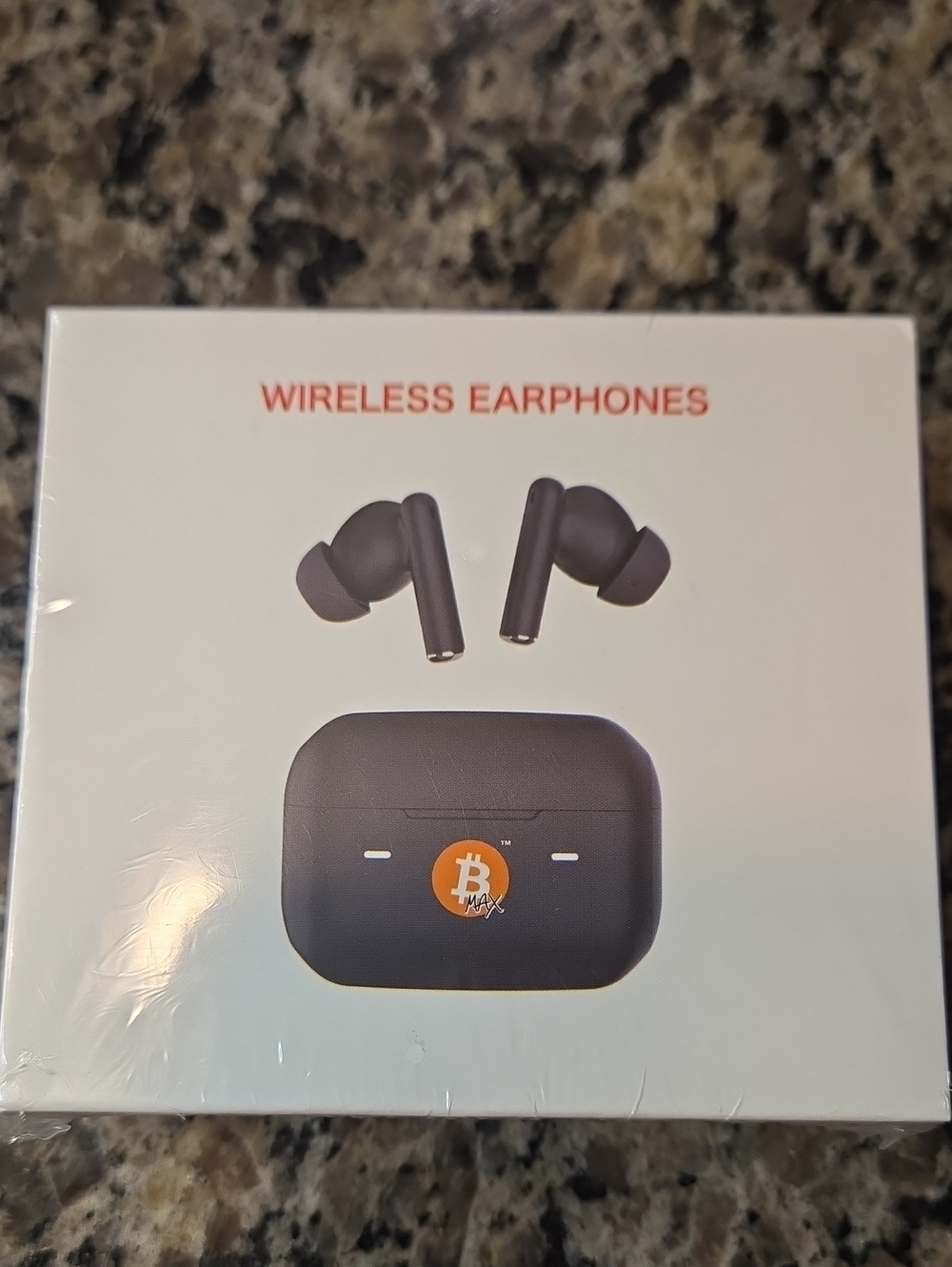 Bitcoin Max Wireless Earphones in Black with Charging Case